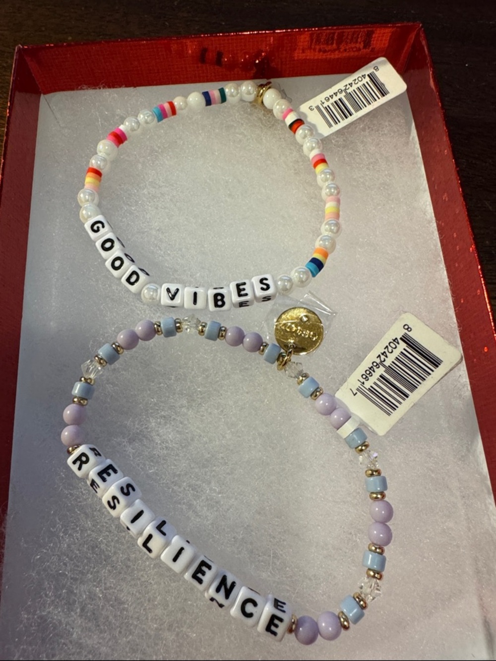 Good Vibes & Resilience Beaded Bracelet Set - White, Multicolor & Lavender